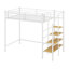 Lit mezzanine simple en métal avec tablette supérieure et échelle de rangement latérale-118726666
