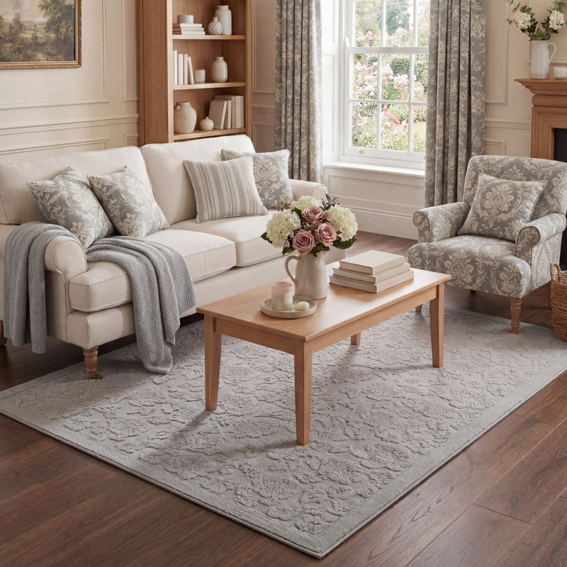 Laura Ashley Rosemoor, Gris, Rectangle 5 pi x 7 pi