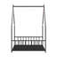 Cadre de lit simple avec bandes lumineuses à DEL, cadre en fer en forme de toit, noir, L 78,5 po x l 40,9 po x H 58,4 po.