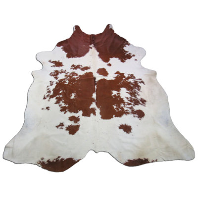 Handmade Cowhide Brown and White Area Rug