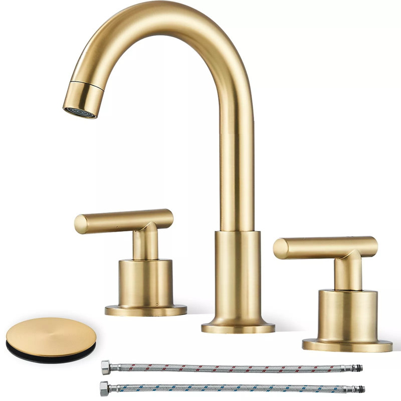 Deck Mounted 2-handle Bathroom Faucet with Drain Assembly