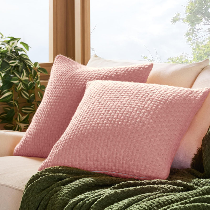 Housses de coussin en jacquard à carreaux, Rose