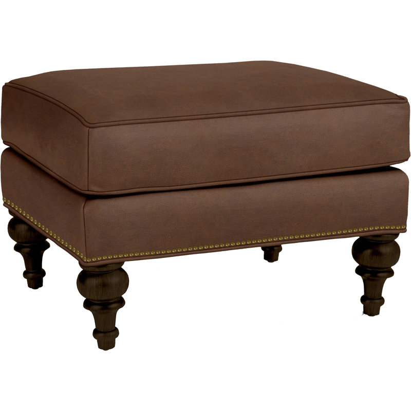 Repose-pieds rembourré Tandre, Cuir véritable brun moyen