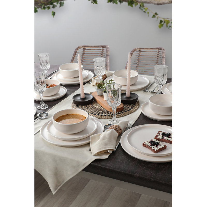 Brabazon Piece Ceramic Dinnerware Set - Service for 6, White