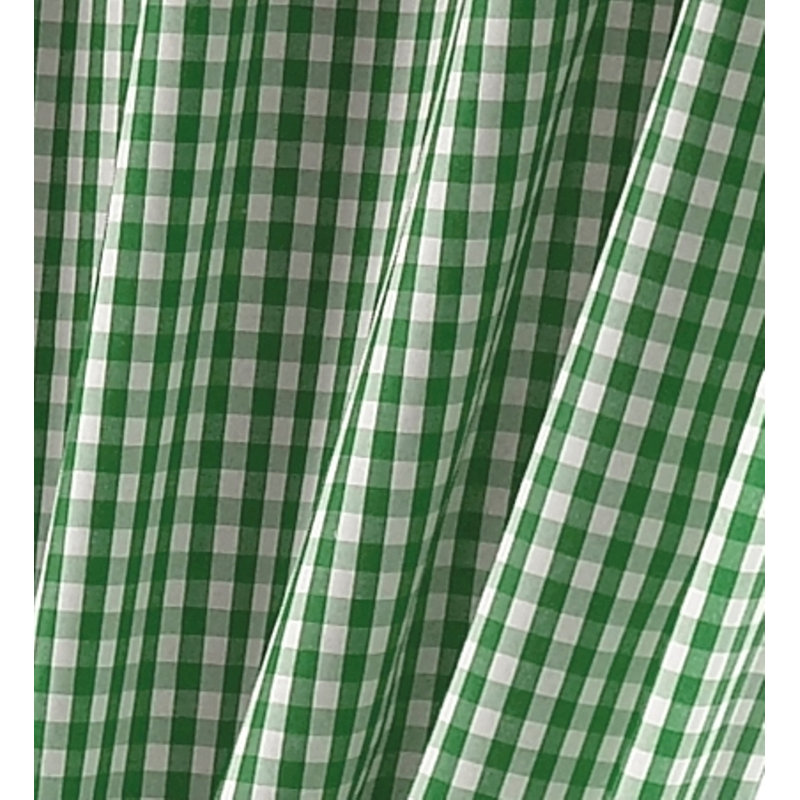 Rosas Classic Gingham Kitchen Curtains, 117cm W x 122cm L, Green