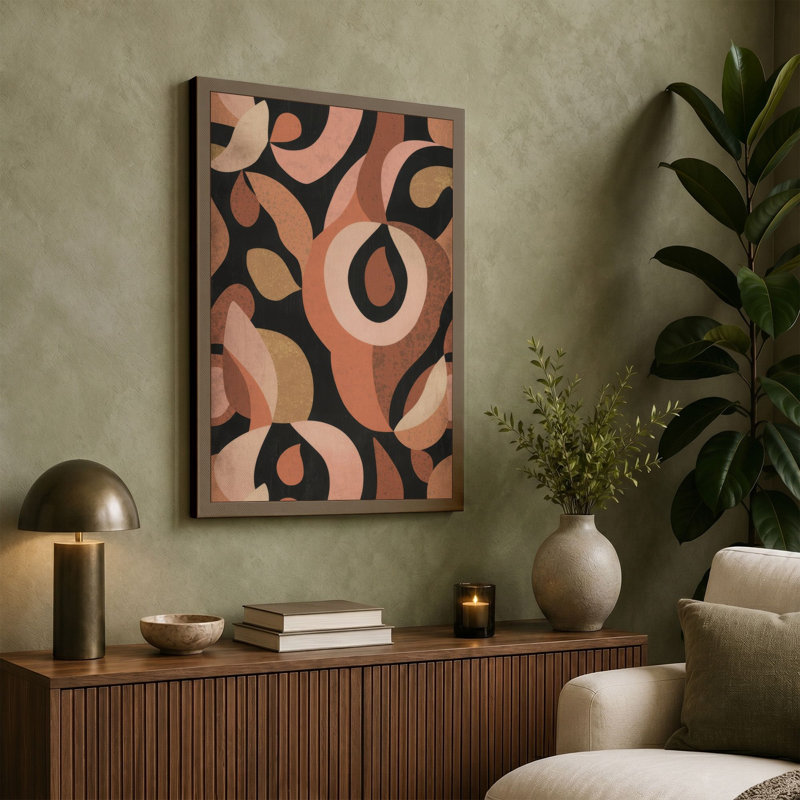 Flowing Forms Mid-Century - Wrapped Canvas, Ochre Border, 30x20 - 76.2 x 50.8 cm