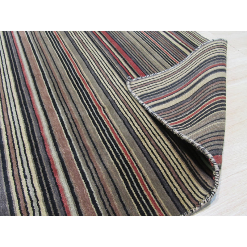 Tapis noir à rayures transitionnelles noir / gris anthracite Galiano, Rectangulaire 3 pi x 5 pi
