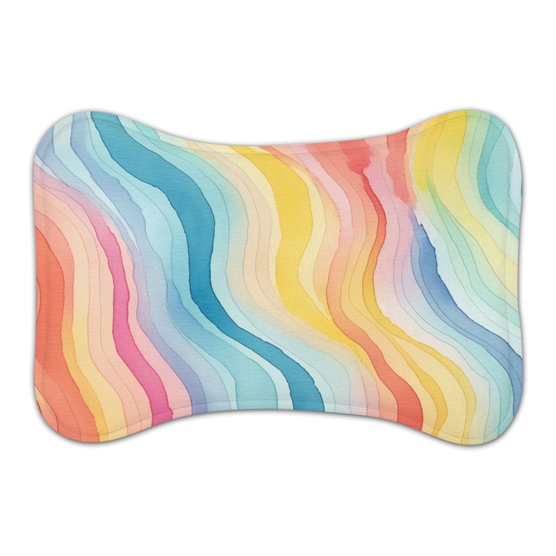 Tapis vibrant en forme d'os 1 pièce Vibrant Watercolors, Petit (14 po)