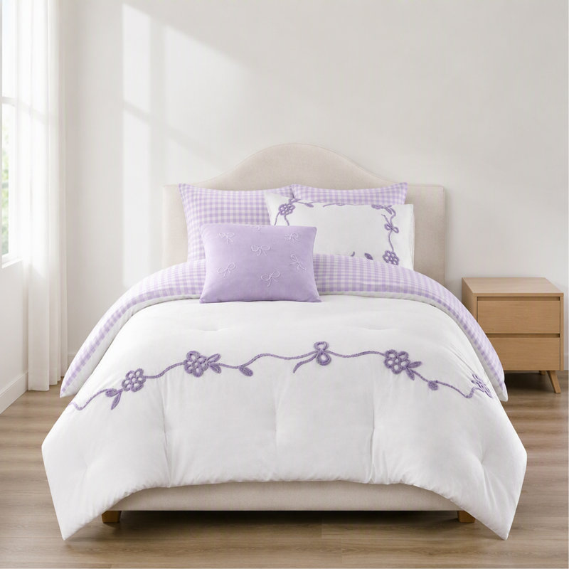 Ensemble d'édredon 4 pièces pour lit simple / simple TG, mauve