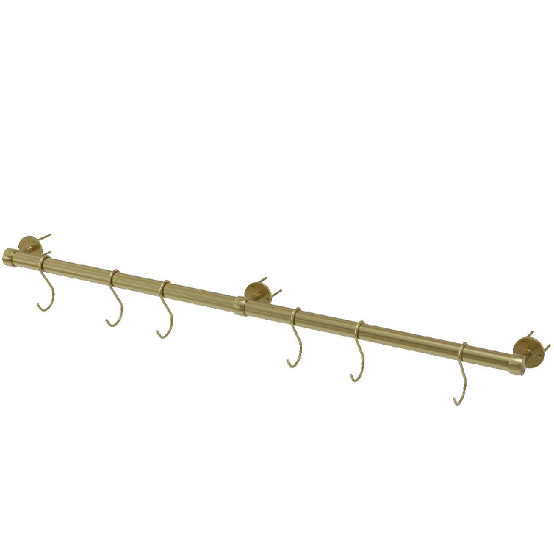 Support à casseroles mural en laiton, H 3,94 po x l 37,38 po x P 2,87 po, Laiton satiné