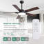 Ventilateur de plafond noir moderne de 52 pouces avec lumière et télécommande, ventilateur de plafond silencieux à 6 vitesses pour chambre à coucher-675469732-675469731
