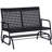 Outsunny Patio 2-Person Wicker Glider Bench Rocking Chair, Outdoor All-Hand Woven PE Rattan Loveseat W/ Ergonomic Design Rocking System For Patio, Garden, Porch, Lawn, Black