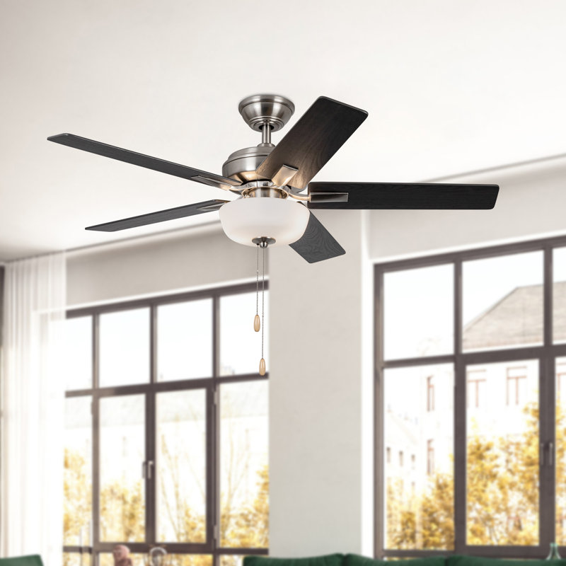 Erikson LED Ceiling Fan, Brushed Nickel, Black