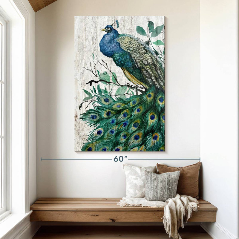 Brampt Wooden Peacock, 51" H x 34" W