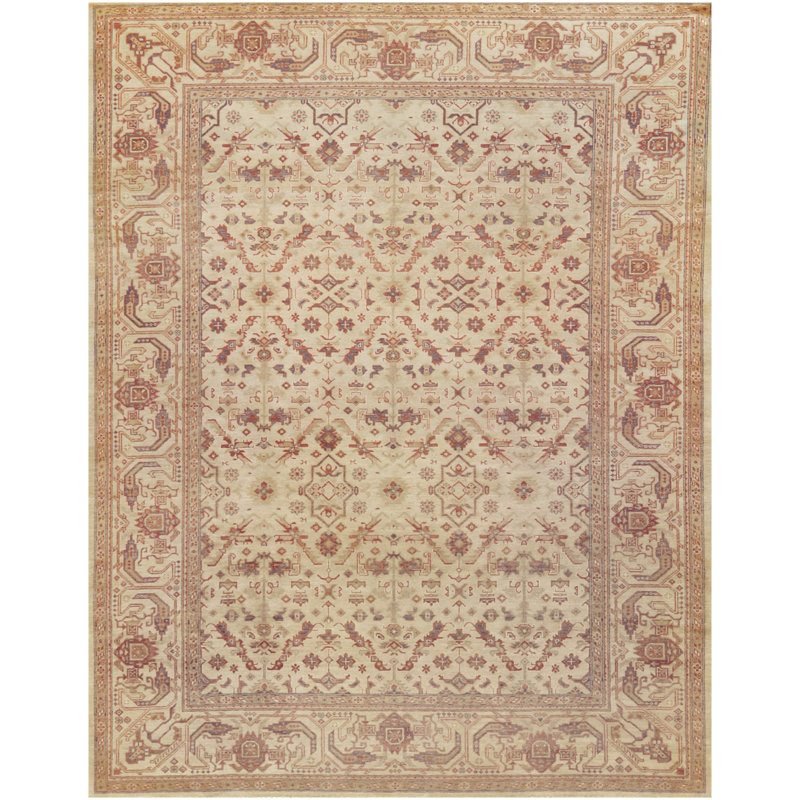 Tapis ivoire en laine noué à la main