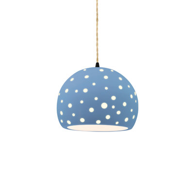 Perforated Globe 1-Light Pendant - Muted Yellow - Antique Brass - 12.25"W x 9.25"H - Dedicated LED - Beige Twist Cord