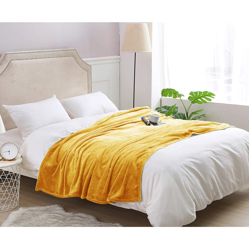 Papillon Throw Blanket, W150cm x L200cm, Mustard