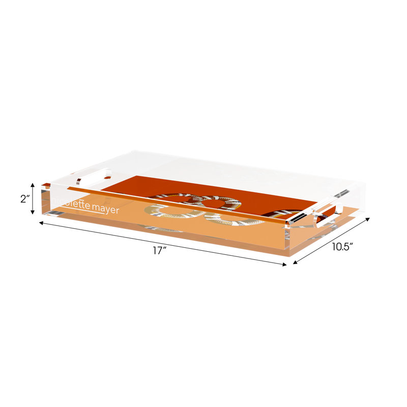 Serpent Acrylic Rectangle Decorative Tray, Burnt Orange, 17"W x 10.5"D x 2"H