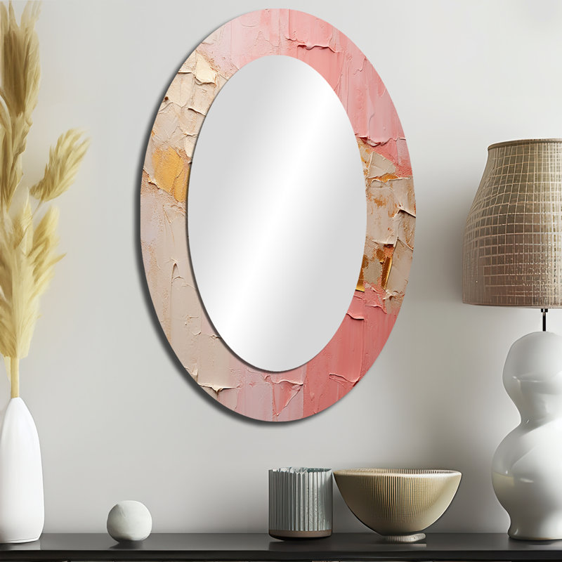 Beige or minimaliste Poteries - décor de miroir mural ovale doré, 36 po x 24 po