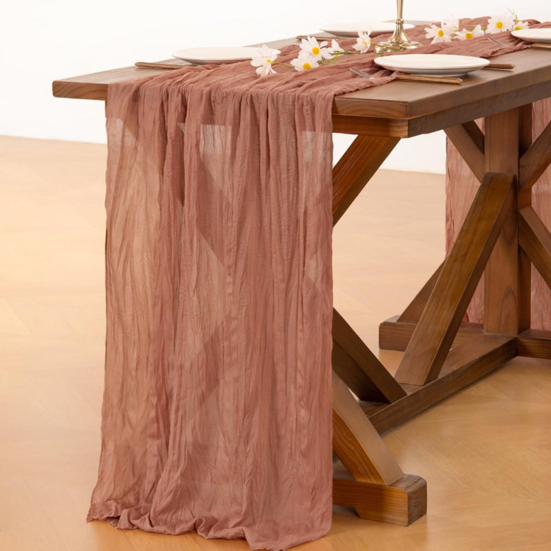 Chemin de table en étamine Cheesecloth, L 35 po x l 122 po, Brun