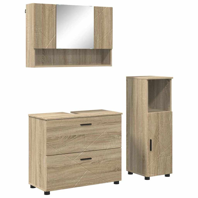 Wall Mounted Required Bathroom Storage Furniture Set, Sonoma Oak