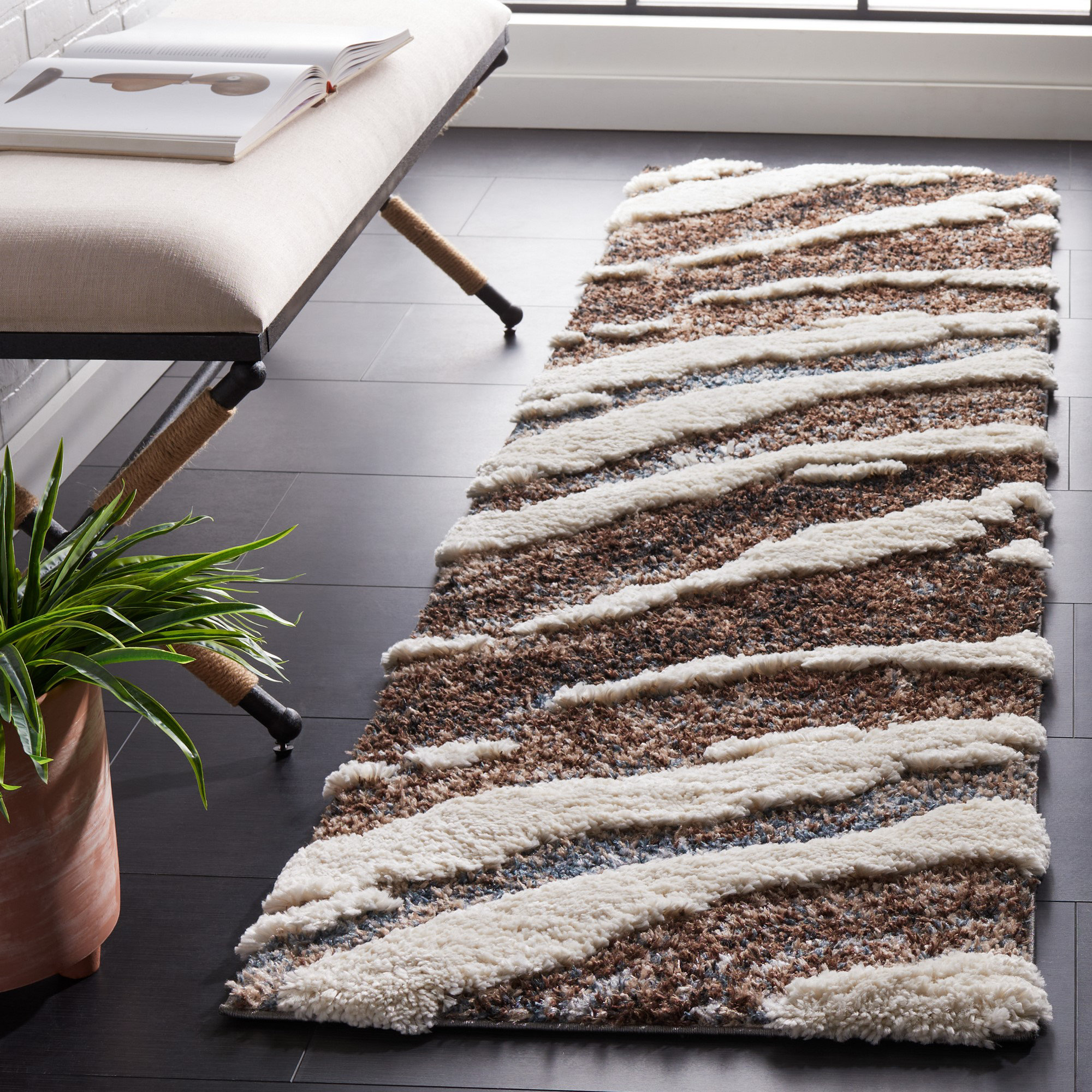 Orren Ellis Walida Hi-Lo Shag Performance Abstract Rug | Wayfair