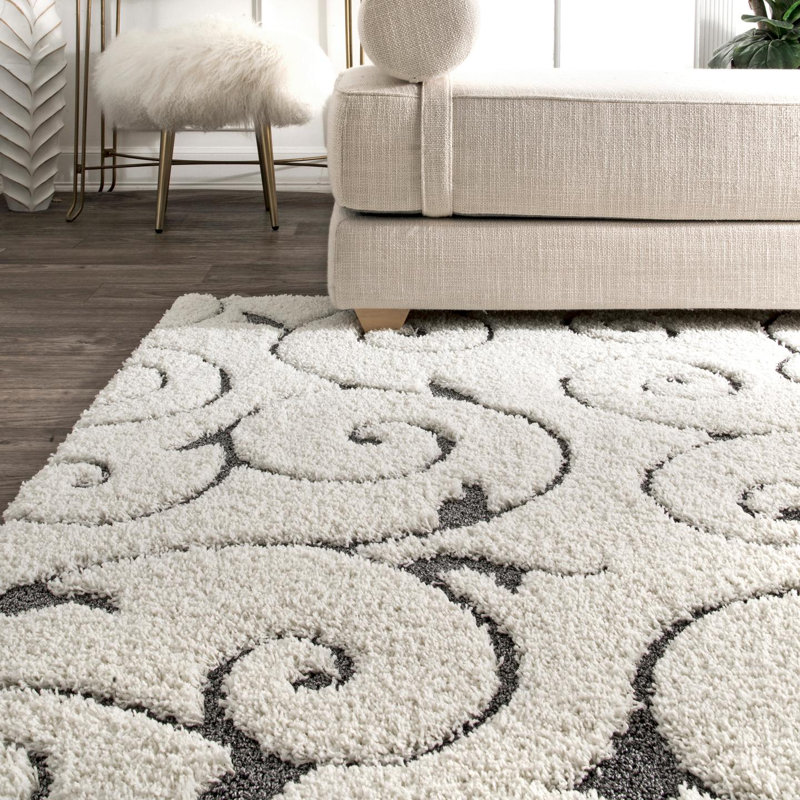 Tapis beige à motif floral Nichole, Tapis de couloir 2 pi 8 po x 8 pi