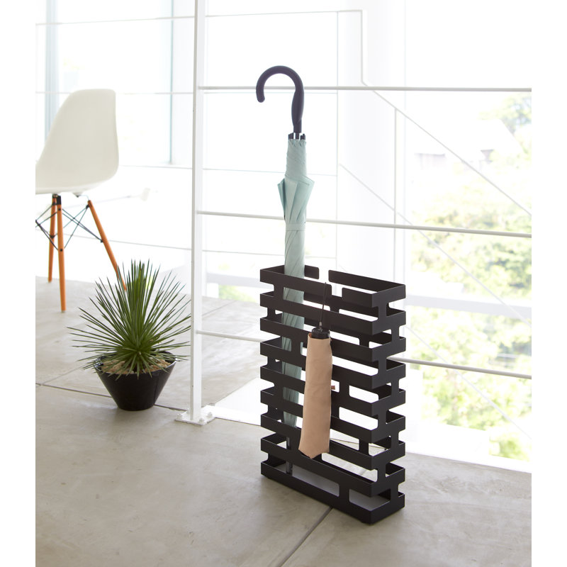 Yamazaki Home Umbrella Stand - Storage For Umbrellas & Walking Canes, Steel, Holds 12 umbrellas, Black