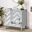 Meuble de rangement en forme de M avec bordure miroir - Gris argenté pour salon, salle à manger, entrée, cuisine et meuble vitré, pour salon, salle à manger