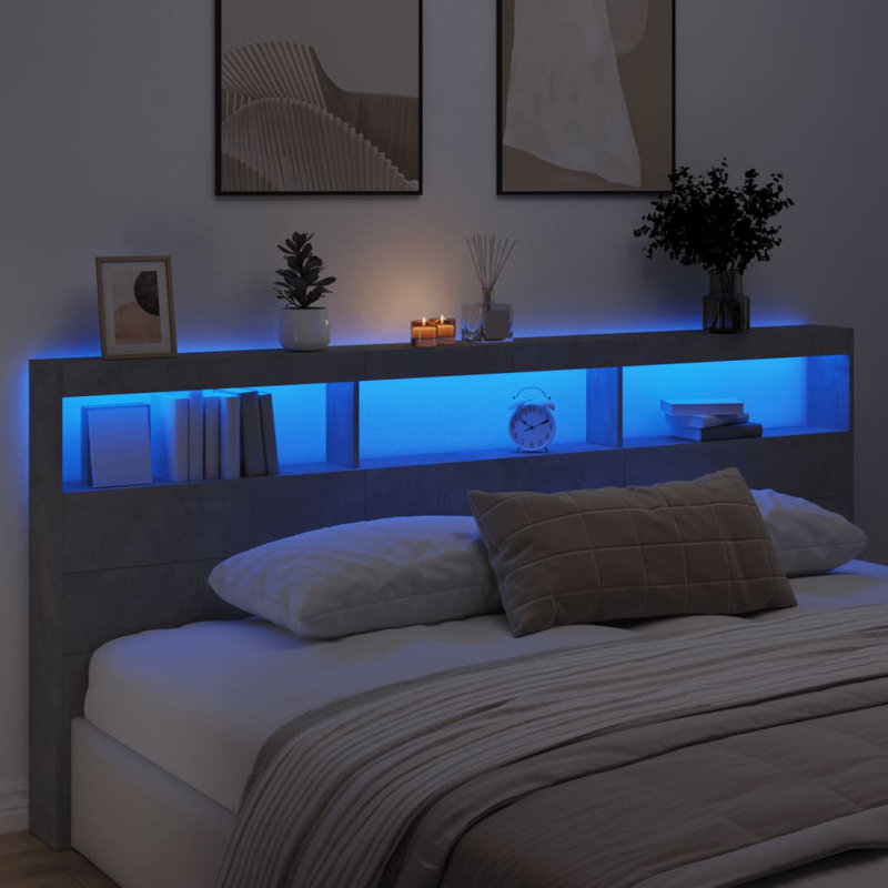 Cedria Headboard, Extra Large Double - 200 x 220 cm, Concrete Grey