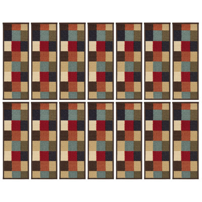 Tapis d'escalier intérieur en damier antidérapant lavable à la machine pour marches en bois