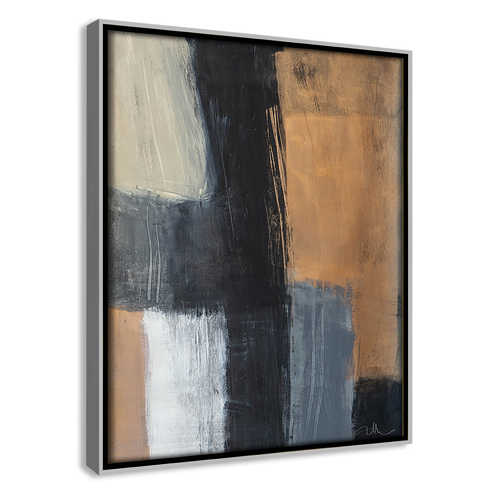 Calderon "Metallic Slate II" Print, 11.5" H x 9.5" W x 2" D, Silver Floater Framed, No Mat