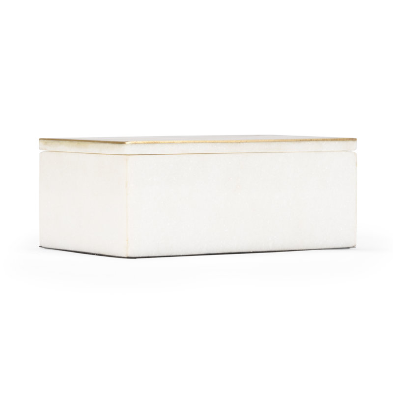 Genesis Alabaster Decorative Box, 3" H x 7.5" W x 5" D