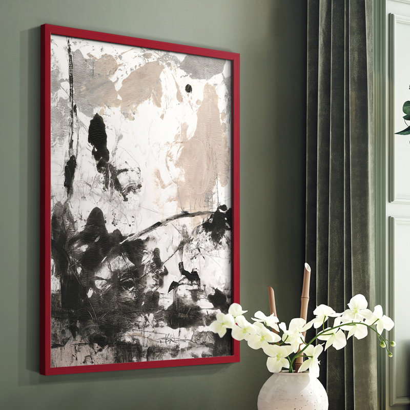 Disarray II Framed Print - Solid Wood, 10" H x 8" W, Red