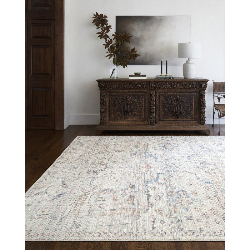 Marlene Light Blue Vintage Medallion Rectangular Area Rug