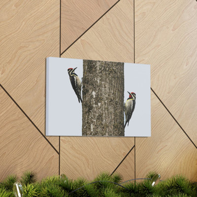 «Yellow Bellied Sapsuckers» sur un tronc d'arbre, art mural
