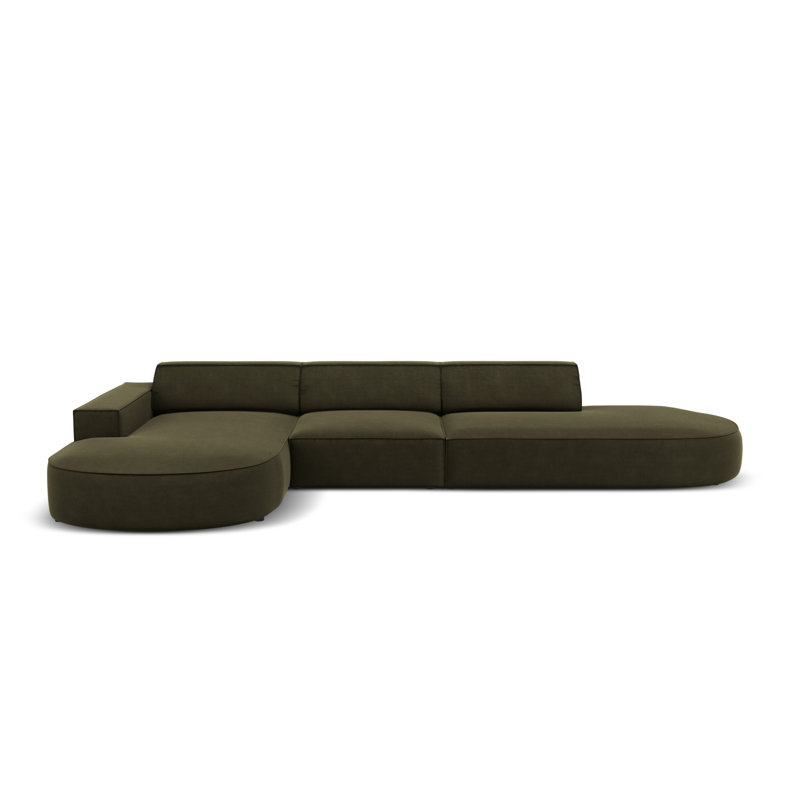 Modular L-Shaped Corner Sofa, Green, Left Hand Facing