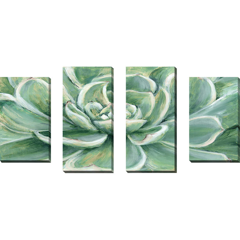 Succulent - Ensemble de 4 toiles tendues, H 38 po x l 72 po x P 1,5 po