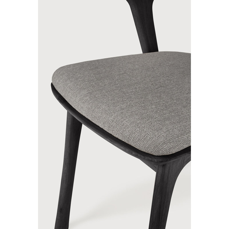 Bok Outdoor Dining Side Chair, Teak Black Frame/Mocha Cushion