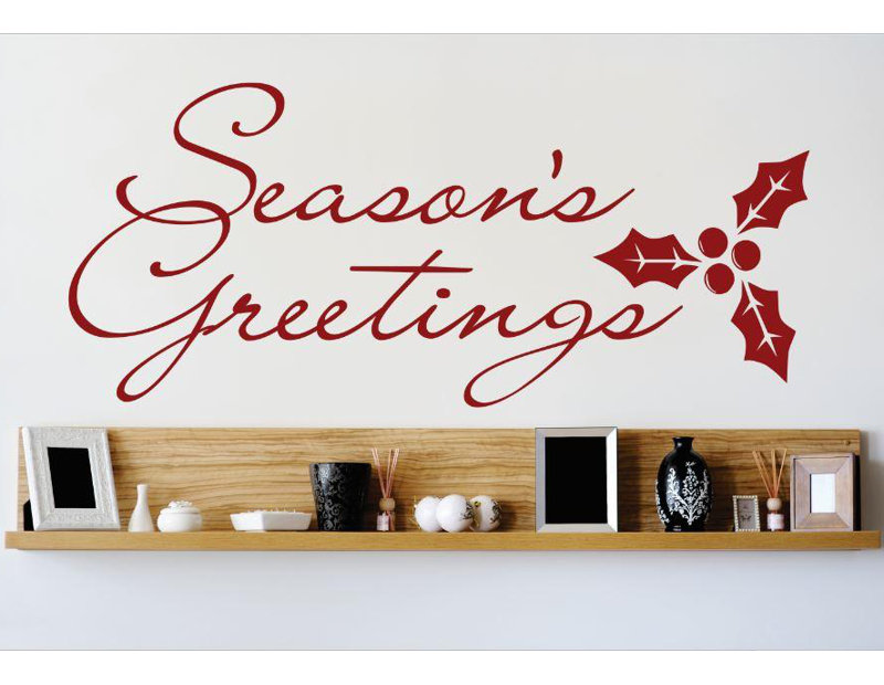Décalcomanie murale greetings de la saison, Rouge / Vert, H 8 po x l 20 po x P 0,16 po