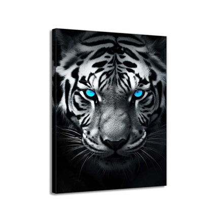 Wild Animal Wall Art Tigert With Eyes Canvas Art Prints Inspiration Wildlife Painting Modern Artwork 24X36in