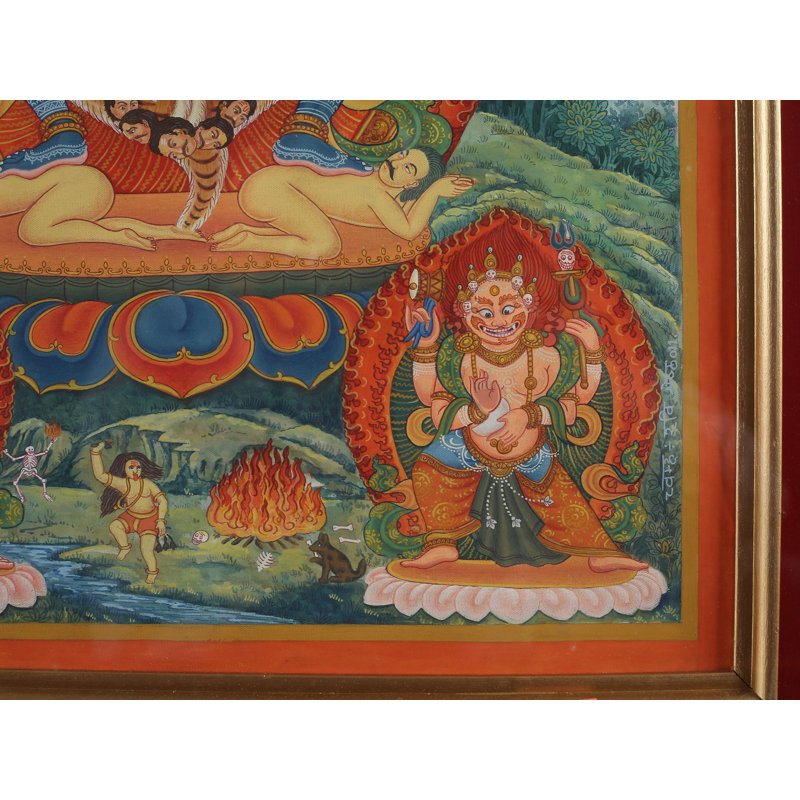 Déesse Newari Bhadrakali (Thangka sans brocart) | Aquarelle sur coton