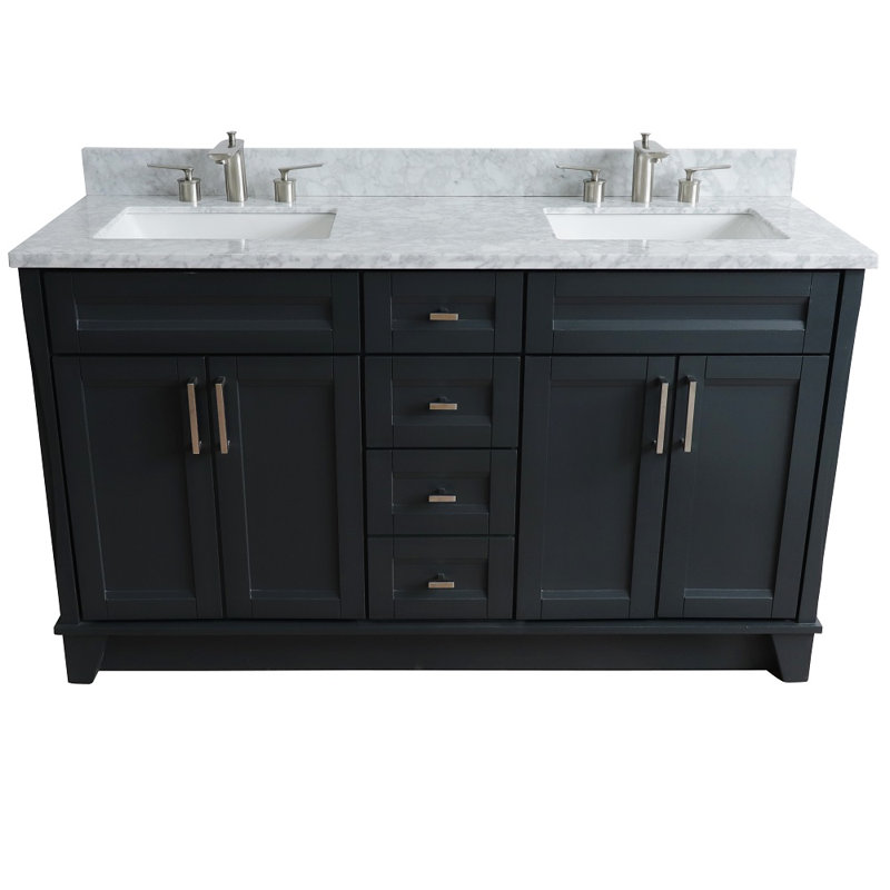 Thaxten 61'' Double Bathroom Vanity with Top, White