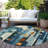 Ziva Blue Washable Indoor-Outdoor Rug - -538843894