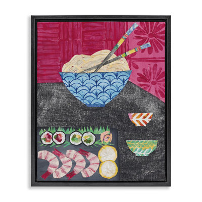 Patterned Sushi Tablescape Framed Floater Canvas Wall Art by Courtney Prahl