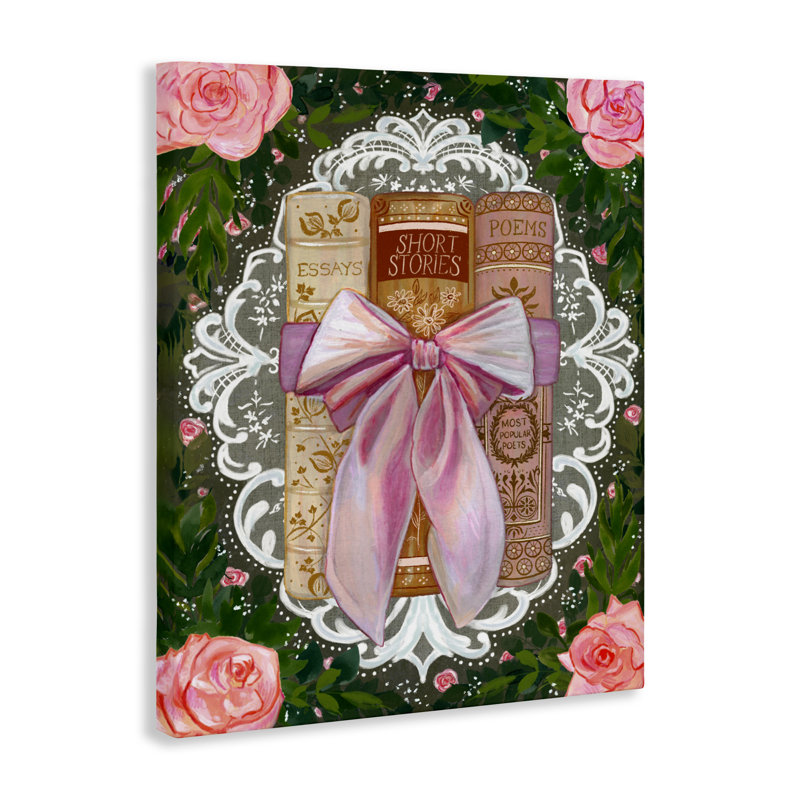 Romantic Books with Lace Canvas, design by Glad You're Here Co., 20" H x 16" W