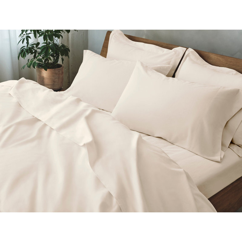 Cloud Soft Sateen Sheet Set, California King Sheet Set with 2 Pillowcases, Undyed