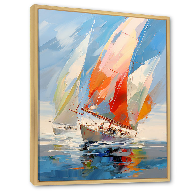 Fresin voilier abstrait, vents I - Bateau à voile, reproduction d'art sur toile encadrée, H 32 po x l 24 po x P 1 po