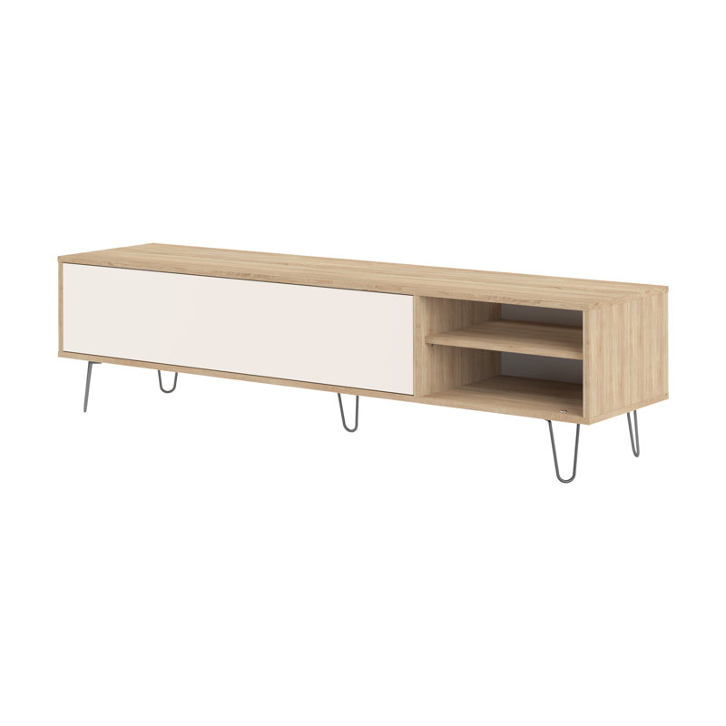 Abbas TV Stand for TVs up to 70", Natural Oak Color/Light Beige