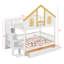 Lit superposé House avec tiroirs de rangement et escalier, structure de lit superposé en bois avec porte fenêtre et toit-1656999535
